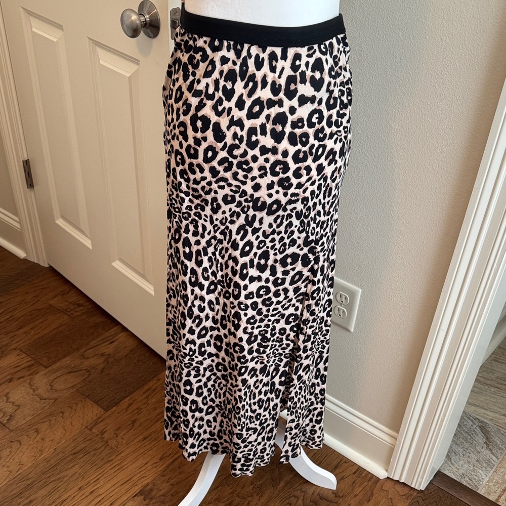 Sanctuary Black and Cream Animal Print Maxi Skirt